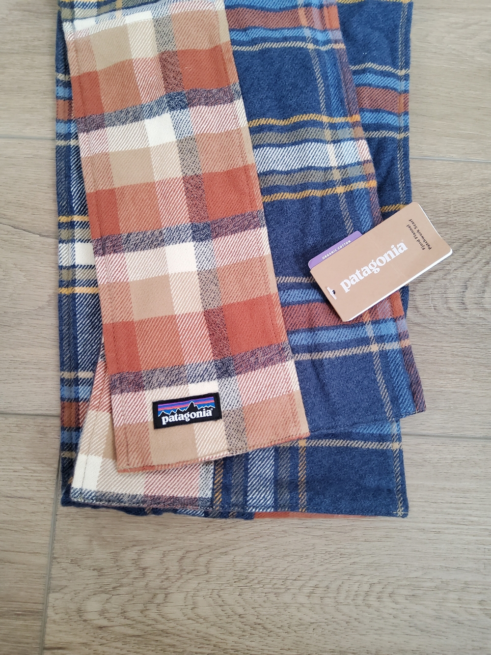 NWT Patagonia Fjord Flannel Patchwork Organic Cotton Scarf